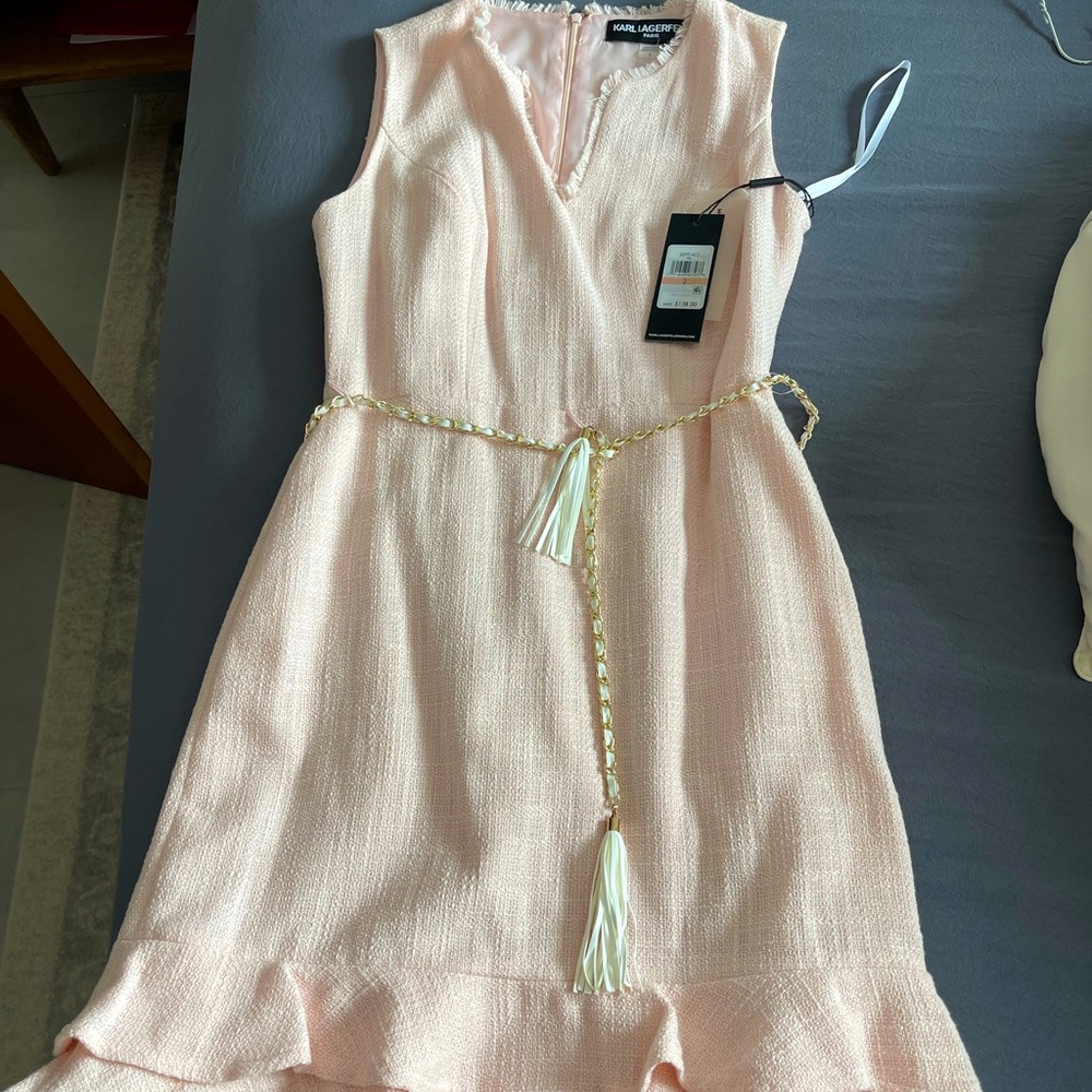 Gorgeous Karl Lagerfeld dress size 2 (fits size 4) Texture is canva NEW WITH TAG